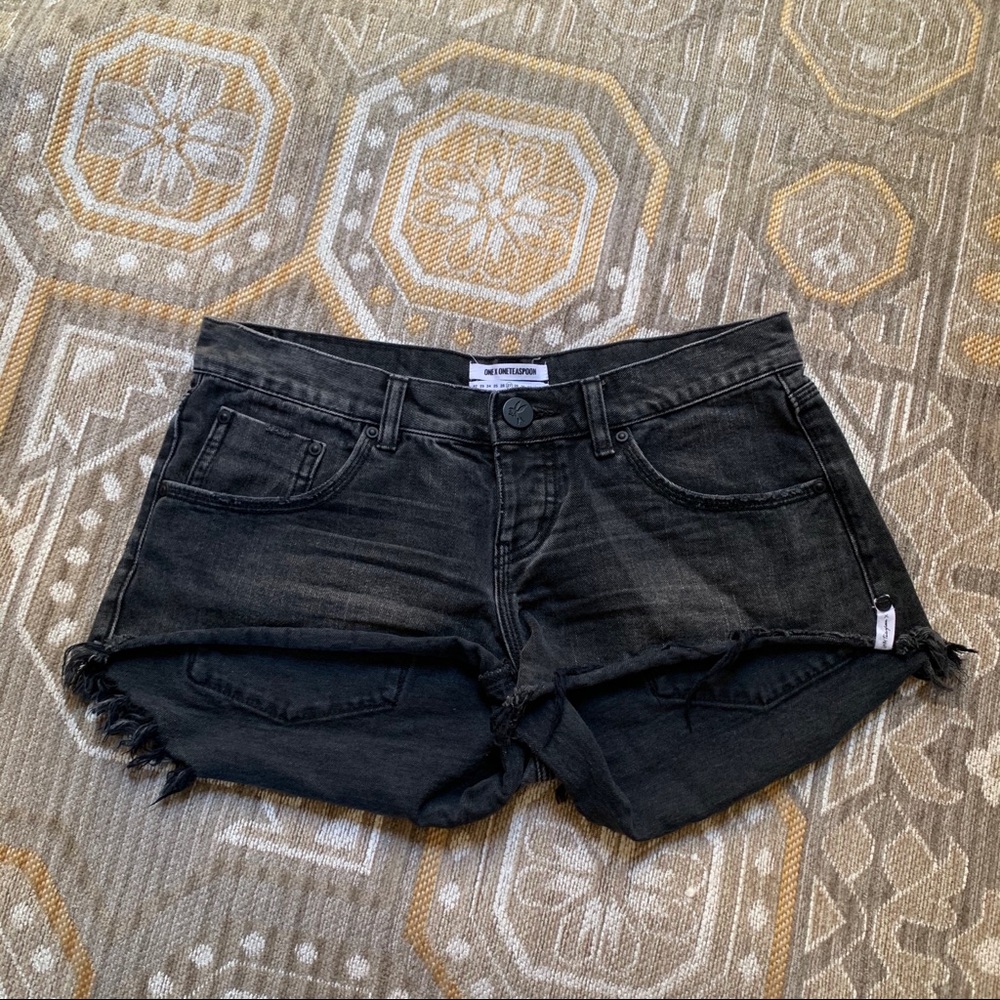 One Teaspoon Washed Out Black Bonitas Denim Shorts
